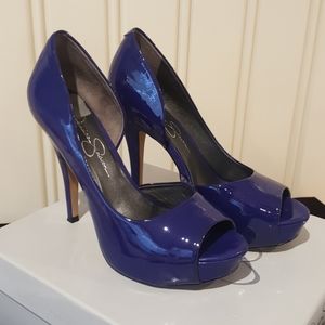 Jessica Simpson Patent Purple Peep Toe Heels